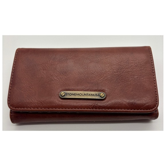 Stone Mountain USA Handbags - Stone Mountain USA Leather Trifold Wallet Clutch Brown Zip Pocket Card Holder